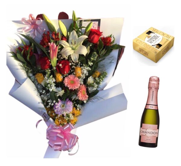 Ramo Multicolor Premium + Bombones + Chandon 187 ml