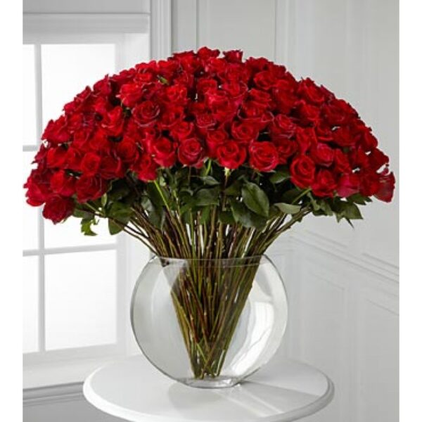 100 Rosas Rojas Importadas Premium en Jarrón