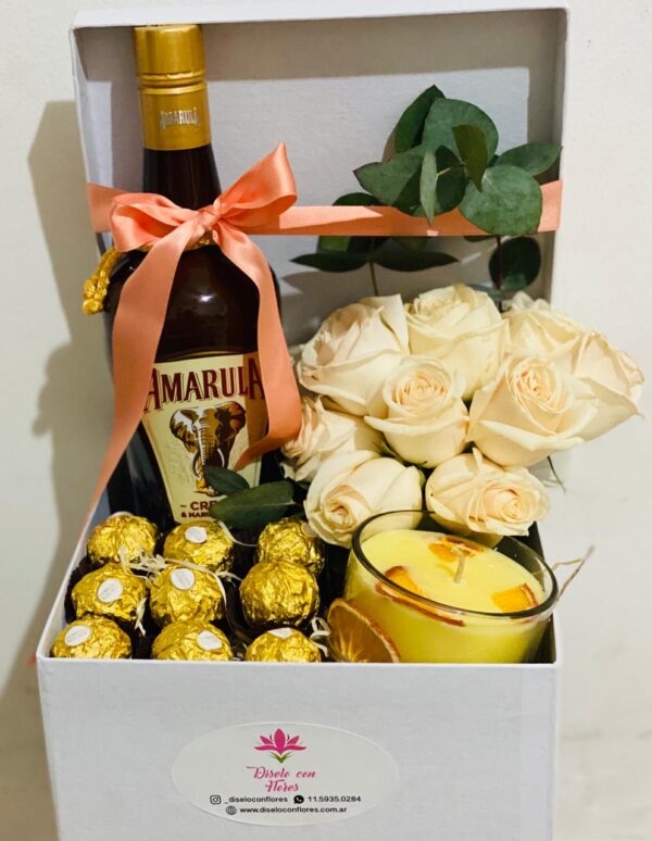 Box Amaula 375 ml + Bombones + Vela Aromatica