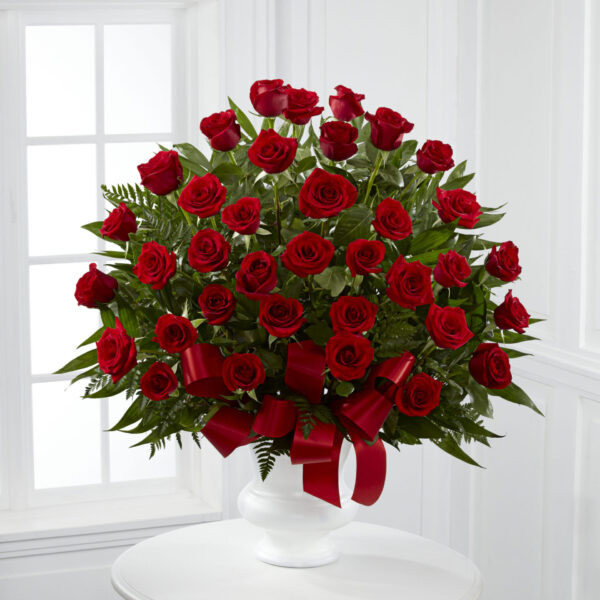 Jarrón Premium con 50 Rosas Rojas Importadas
