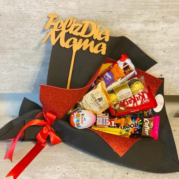 Ramo de Golosinas + Topper " Feliz Dia Mama"