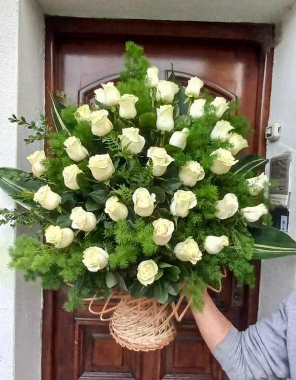 Canasta de 36 Rosas Blancas Importadas