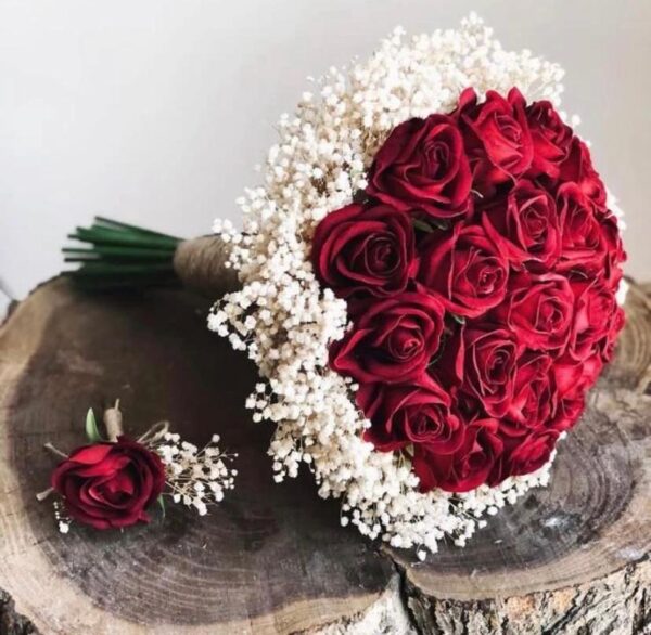 Ramo de Novia de Rosas Rojas Importadas + Solapa