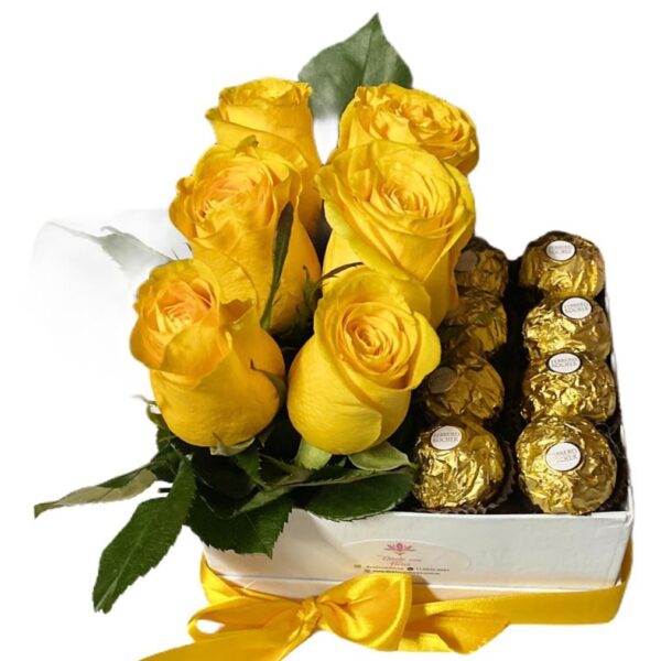 Box de Rosas Amarillas y Bombones