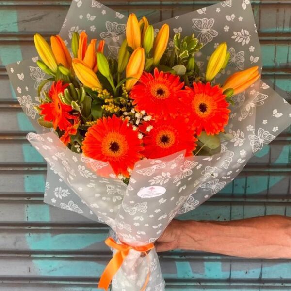 Ramo de Gerberas y Liliums Naranjas
